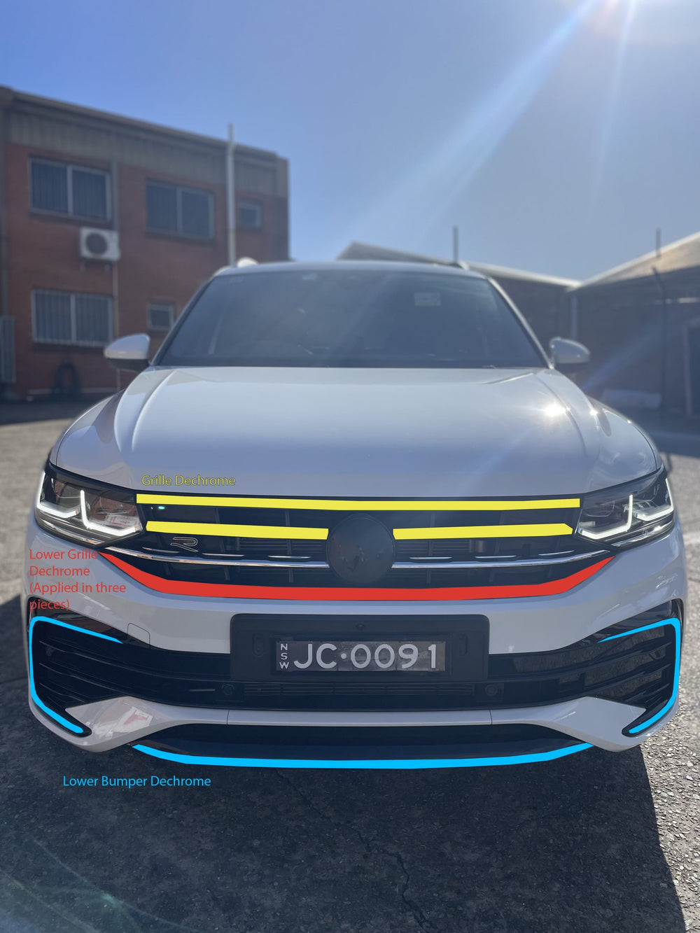 Volkswagen Tiguan Mk2.5 Front Chrome Delete Kit 2022-2024