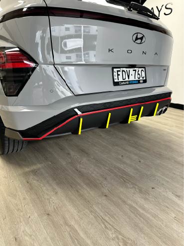 Hyundai Kona Rear Diffuser Fins Overlay 2024+