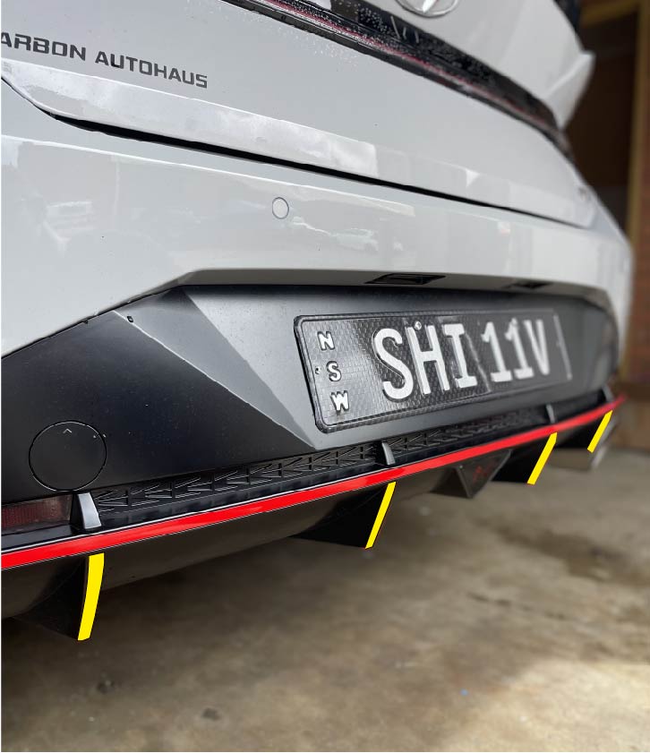 Hyundai i30 N Sedan Rear Diffuser Fins Accent Overlay 2021-2023