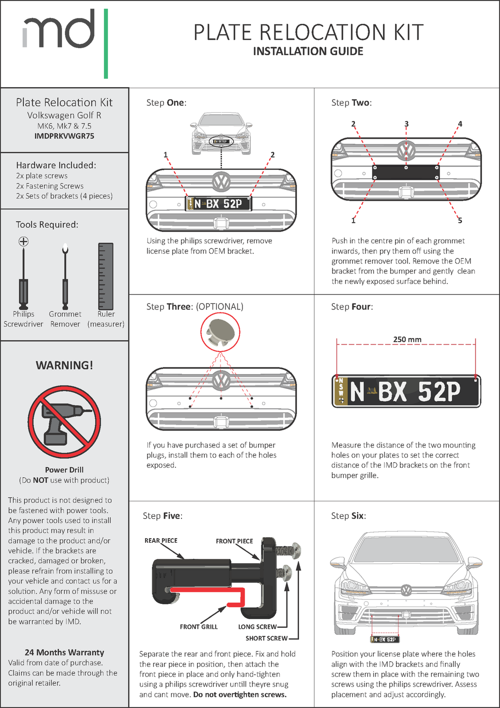 IMS Plate Relocation Kit - VW Scirocco R