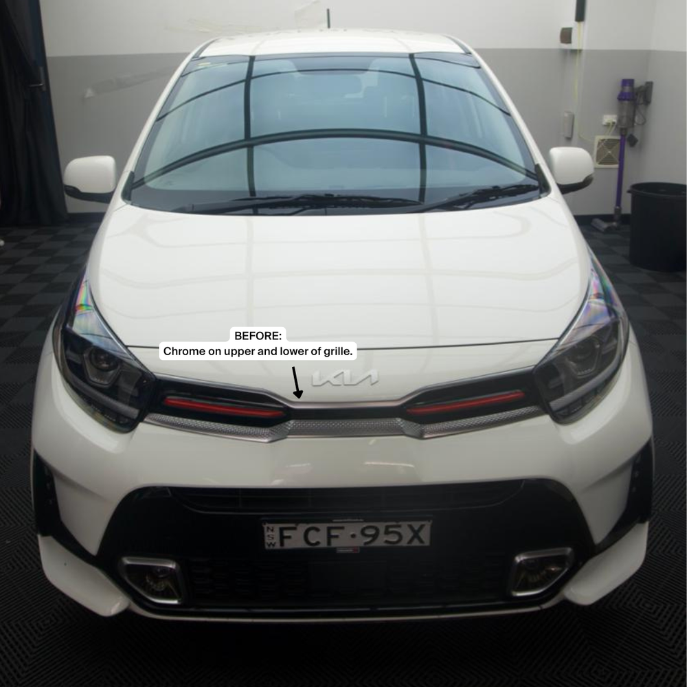 Kia Picanto GT Front Grille Chrome Delete & Inner Fin Accent Overlay 2021-2023
