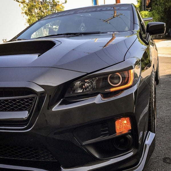 Matte Black Headlight Eyelid Trim Decals – Fits 2018-2020 Subaru WRX STi (Front Bumper)